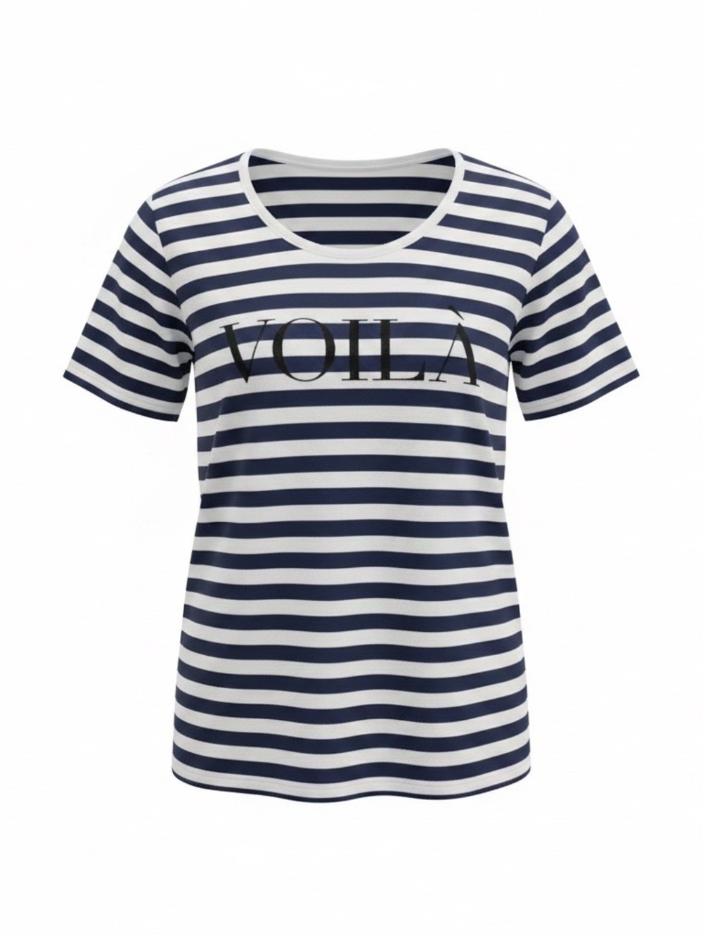 Banana Republic Navy White Striped‎ 'VOILÀ' Short Sleeve Tee Womens Large EUC